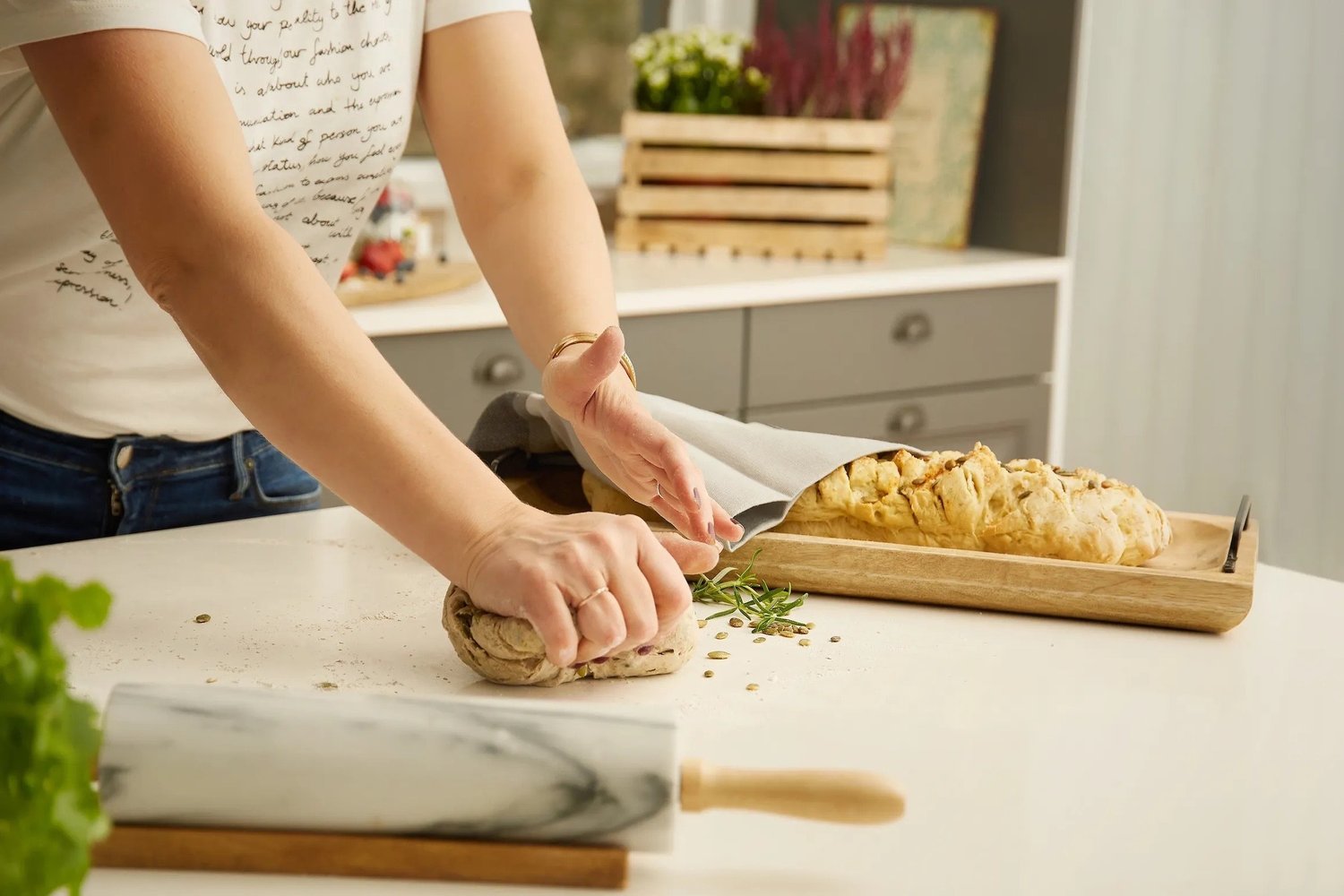 Bread made from scratch in the kitchen